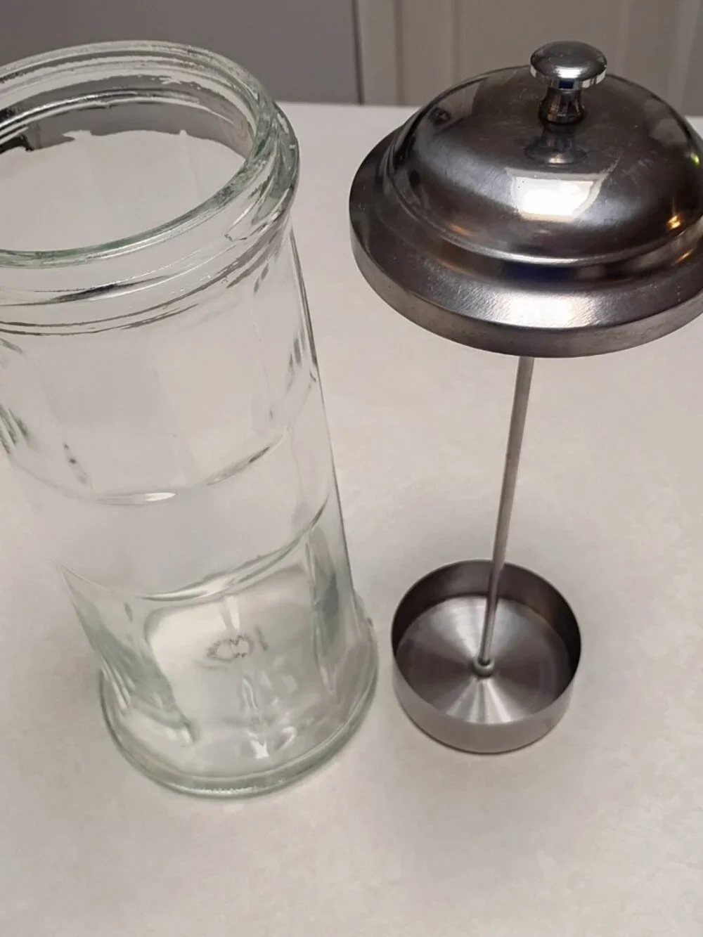 Martha Stewart Collection Glass Straw Dispenser Vintage Diner Style Metal Lid